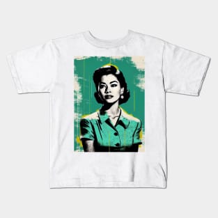 Vintage asian woman in pop-art style Kids T-Shirt